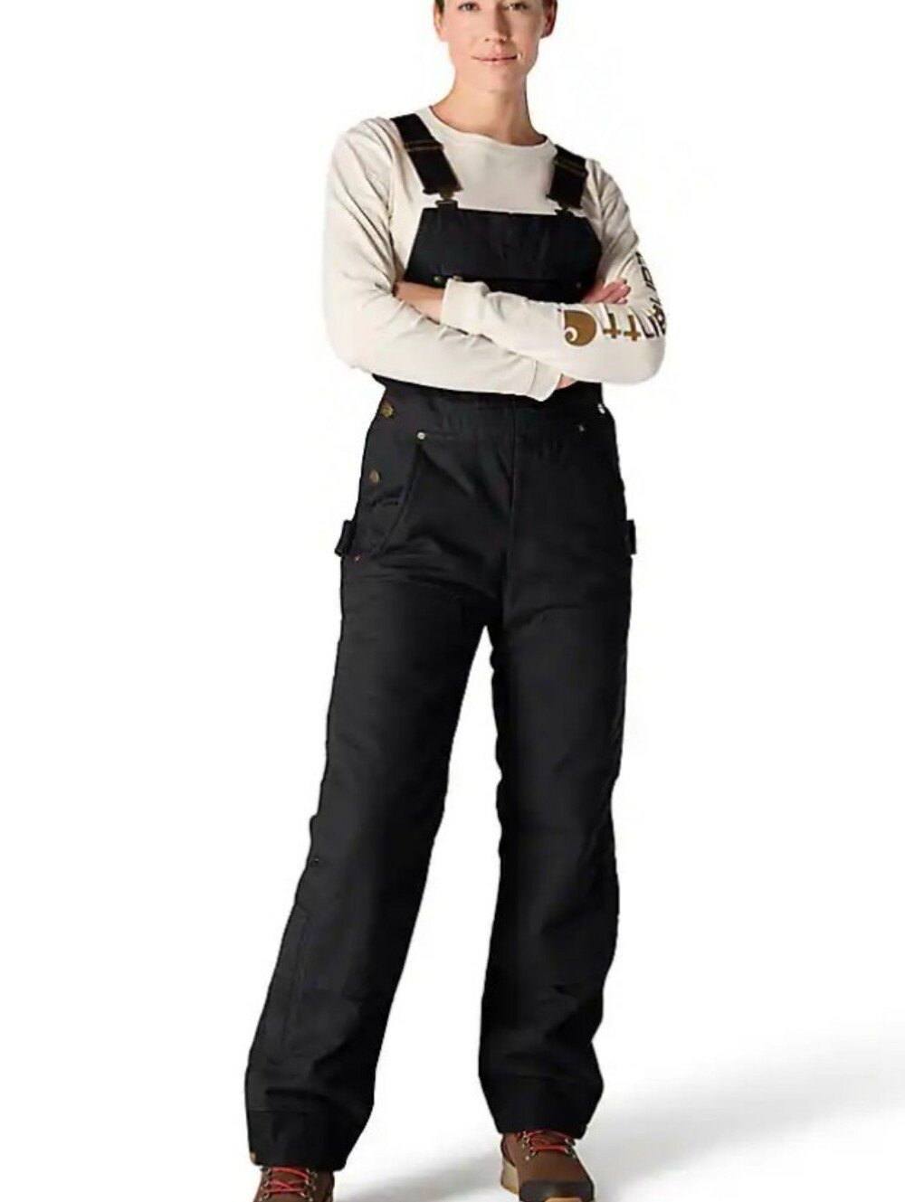 Carhartt Women's Washed Duck Insulated Bib Overall Sz Small (4-6) Black NWT